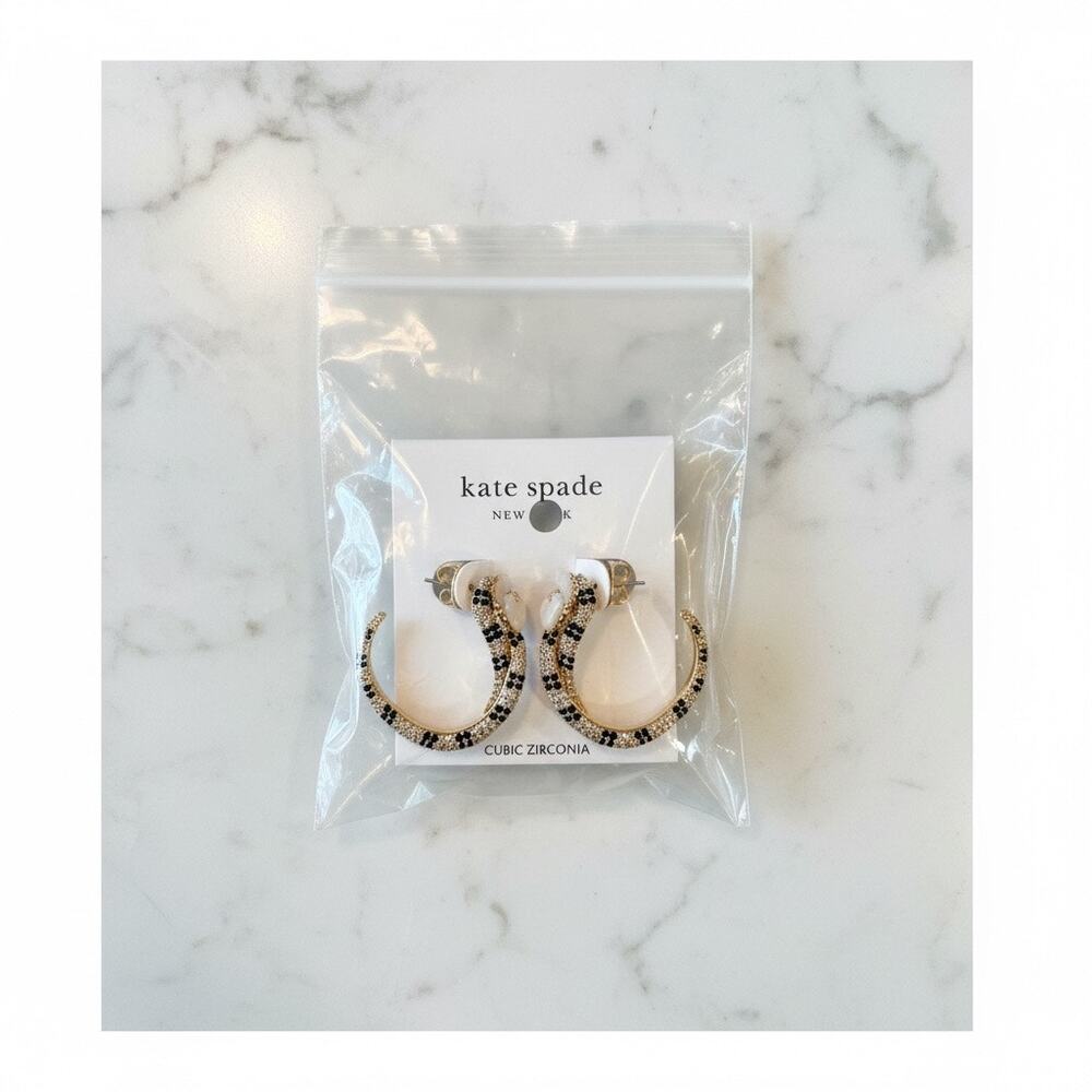 Kate Spade Shining Snake Hoop Earrings Crystal Serpent Statement KK518 NWT
